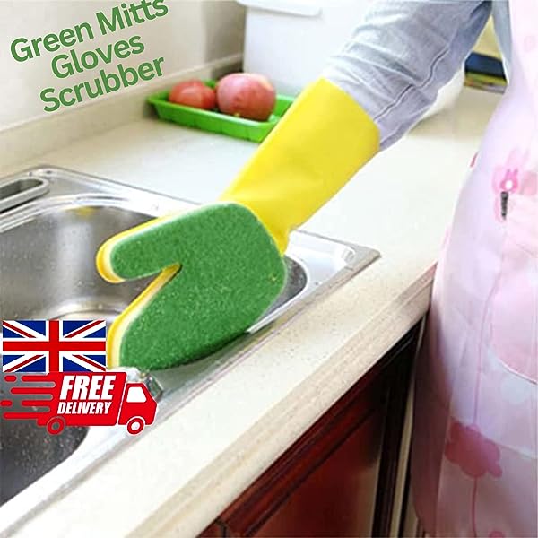 DURAMITT Cleaning Sponge Glove, Reusable Rubber Scrubbing Glove