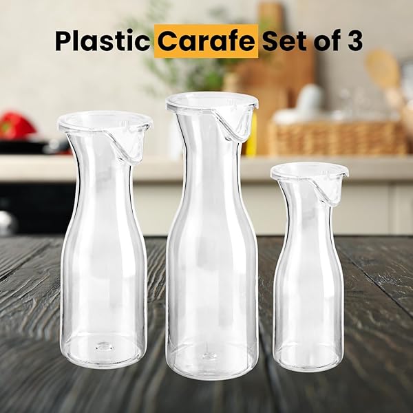 Clear Plastic Carafes With Lid - 34 Oz, Set Of 10, BPA Free, Smoke Color, For Beverages - View #10